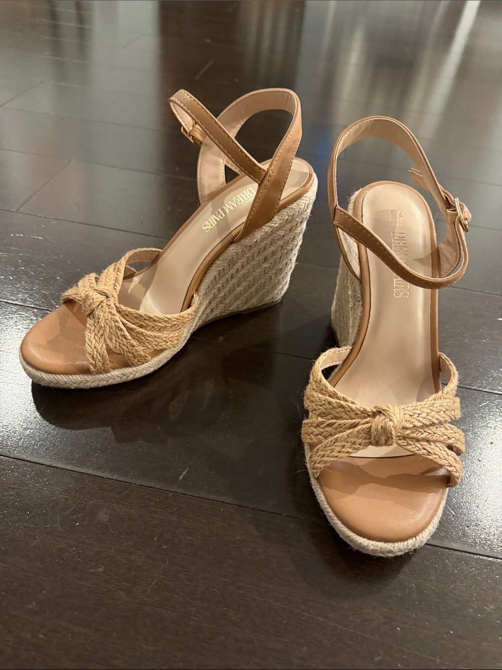 Dream Pairs Tan Braided Rope Espadrille Wedge Sandals